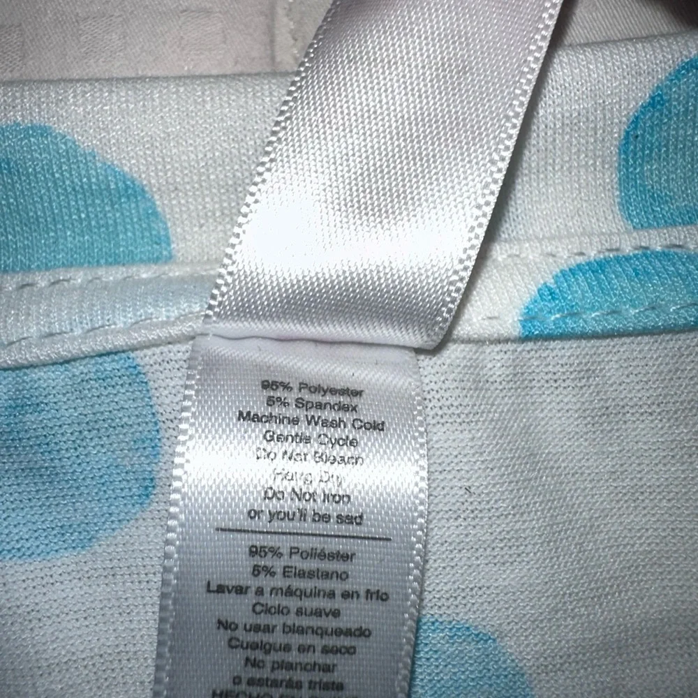 Lularoe large white & turquoise polka dot Christy V neck short sleeve t shirt. - Picture 6 of 6